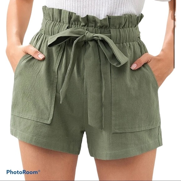 H&M high waisted paperback green shorts Sz 6 - Picture 9 of 9